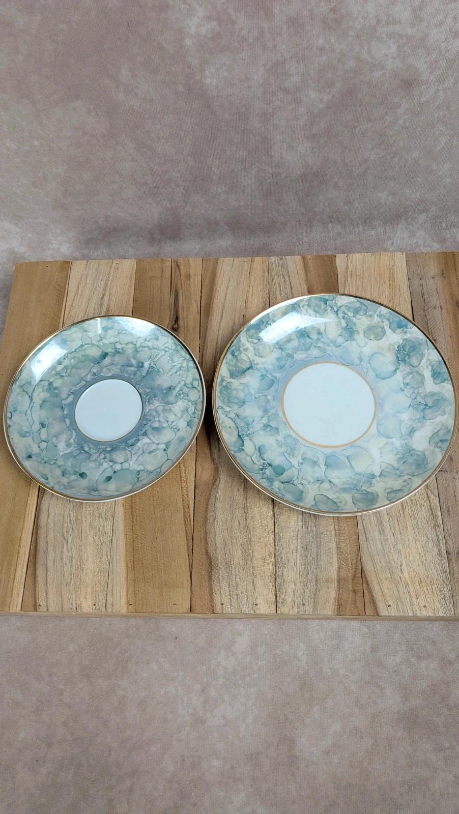 Service petit-déjeuner marbré bleu – Karolina Pologne •