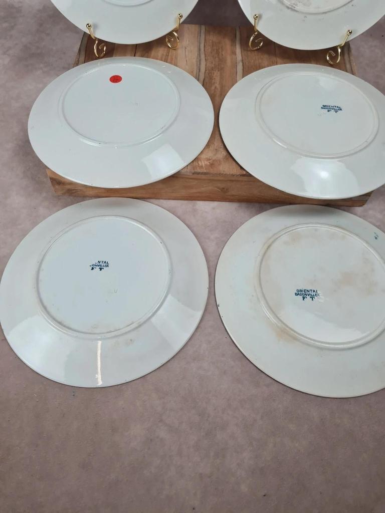 Lot de 6 assiettes plates Badonviller – modèle “oriental” 🩵
