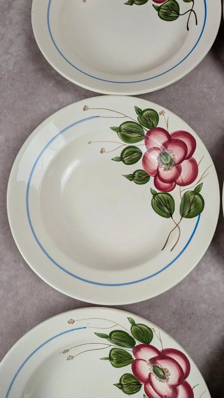 Lot de 9 assiettes creuses Sarreguemines modèle Liliane