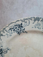 Plat ancien Terre de Fer Hb & Cie Choisy-le-roi modèle Floreal 32 cm