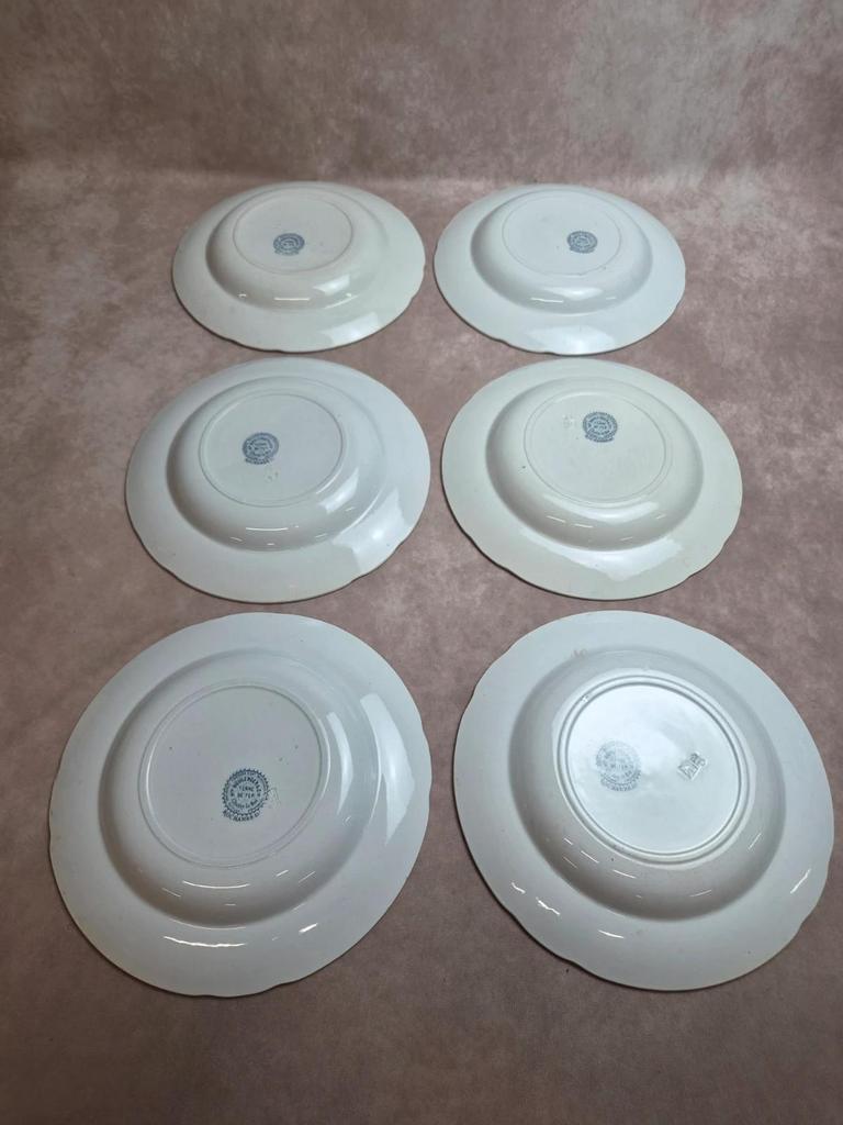 Lot de 6 assiettes creuses Terre de Fer Hippolyte Boulenger Choisy-le-roi modèle Rochambeau