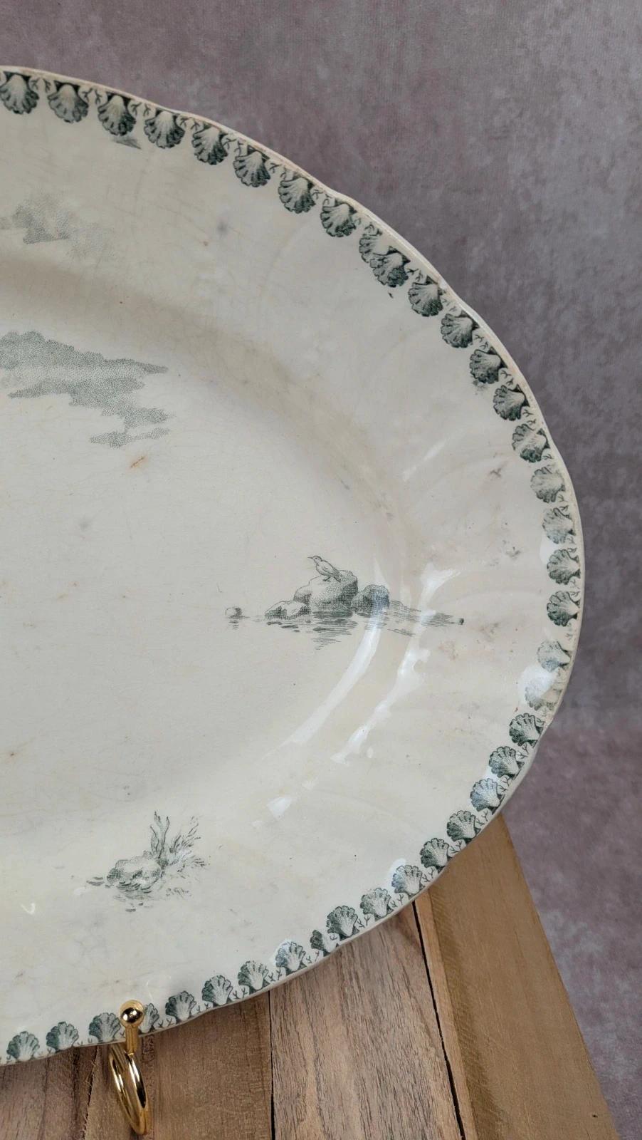 Grand plat ancien Gien – modèle Océan