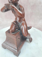 Statuette ancienne faune joueur de flûte de Pan 🗿 déco bronze Xixe