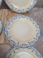 Lot de 7 assiettes plates anciennes Creil et Montereau. Service La Vallières, 23 cm