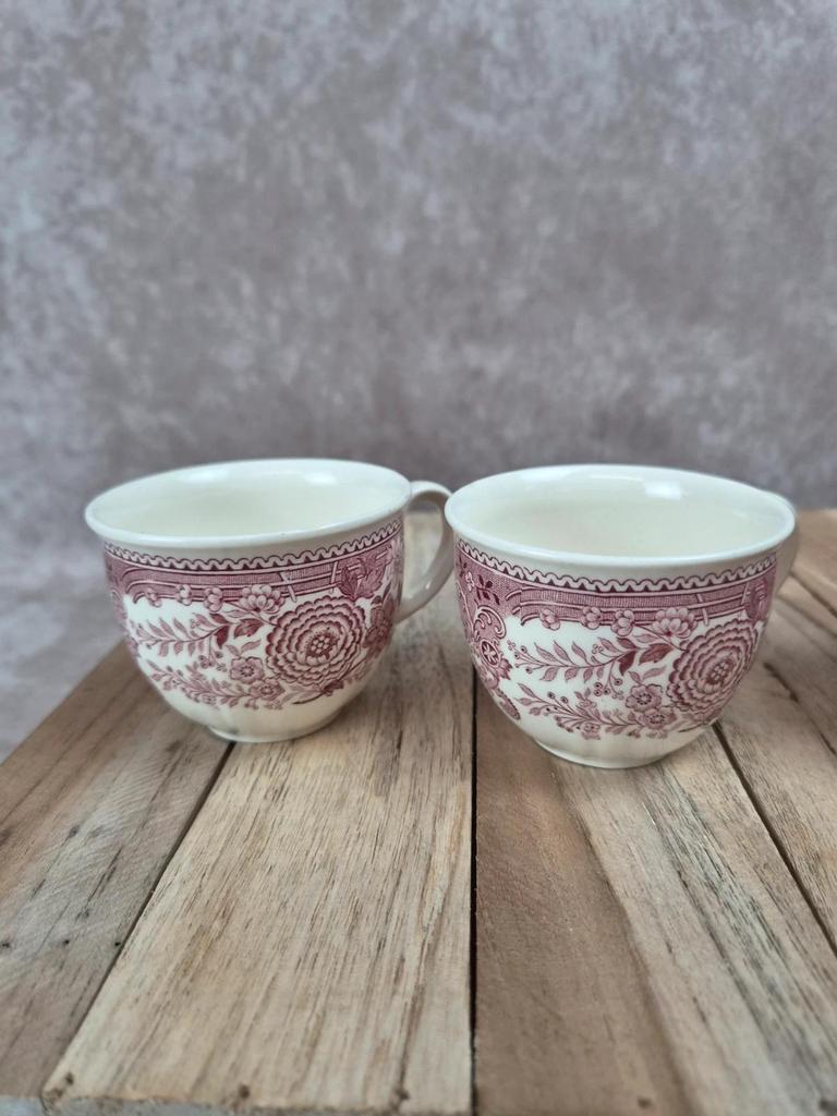 Lot de 4 tasses Villeroy & Boch Burgenland rouge – Décor floral vintage