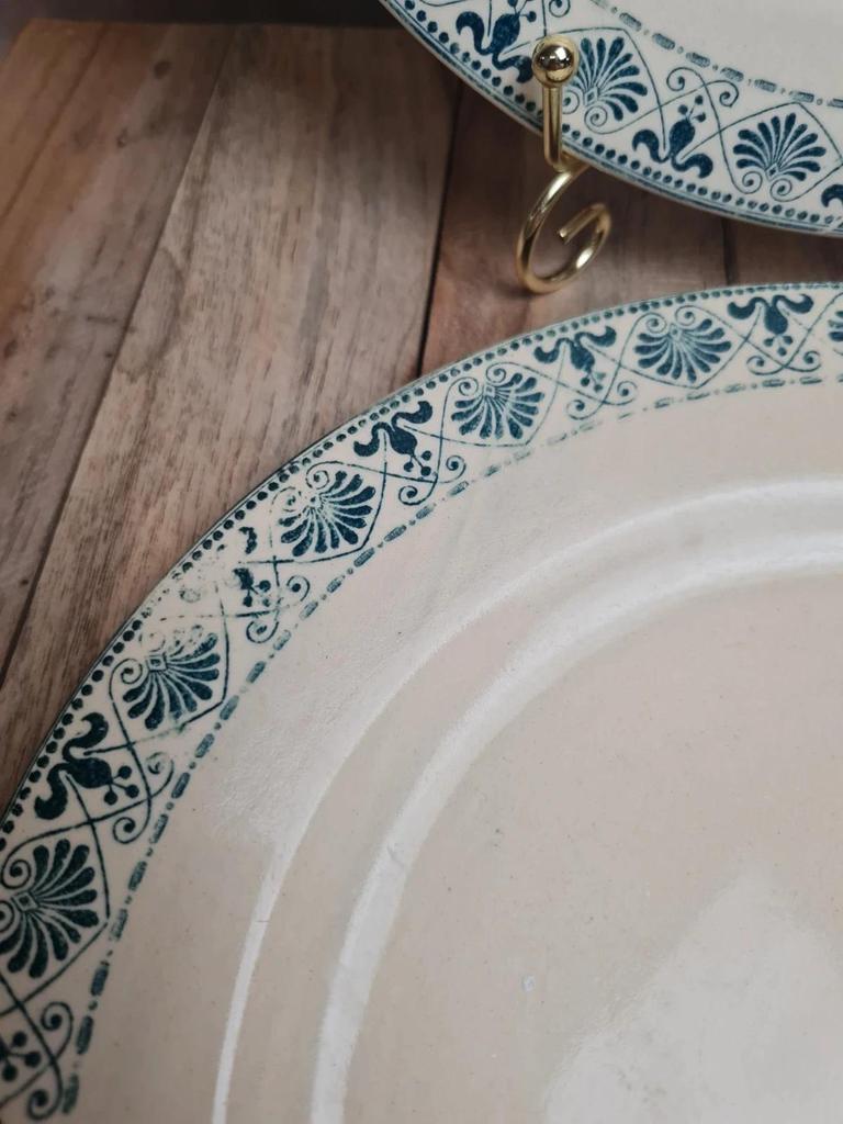 Lot de 2 assiettes plates anciennes Terre de Fer Salins modèle Celtic 💙