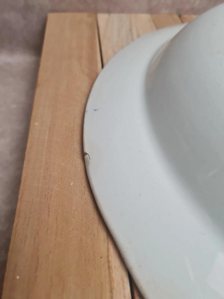 Plat creux Terre de fer Creil et Montereau modèle Bouquet 🌿 décor floral bleu