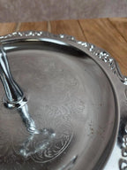 Petit présentoir rond vintage en métal chromé – style rocaille