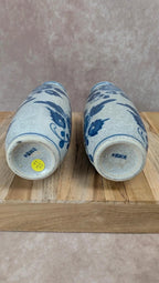Lot de 2 vases chinois bleu et blanc décor floral