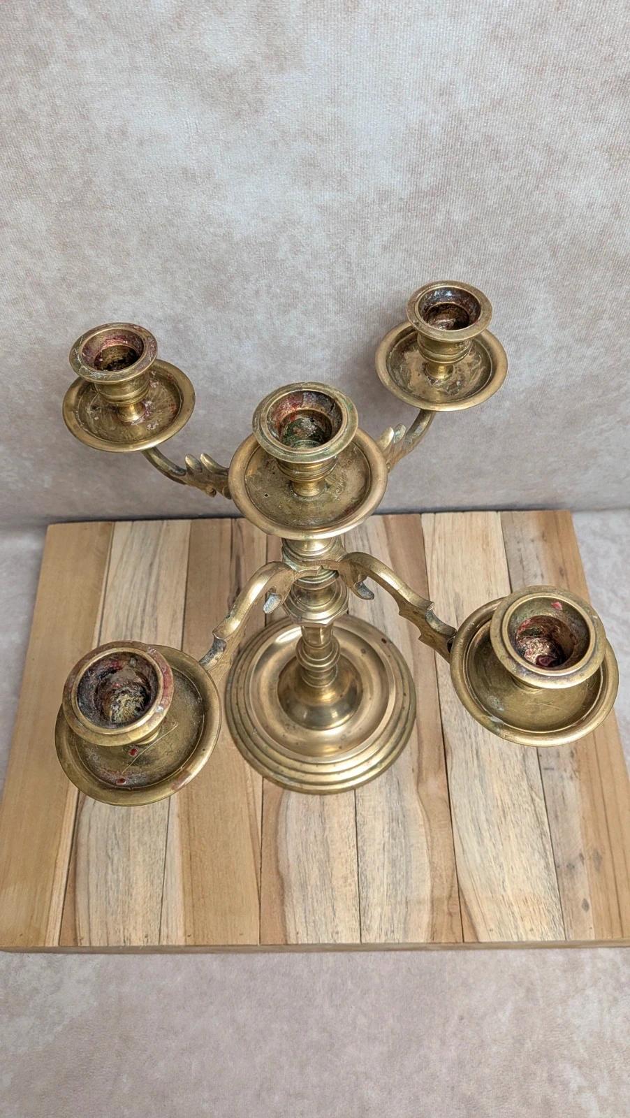 Chandelier ancien en laiton 5 branches