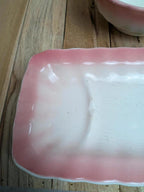 Ancien ensemble de toilette en terre de fer Longchamp rose