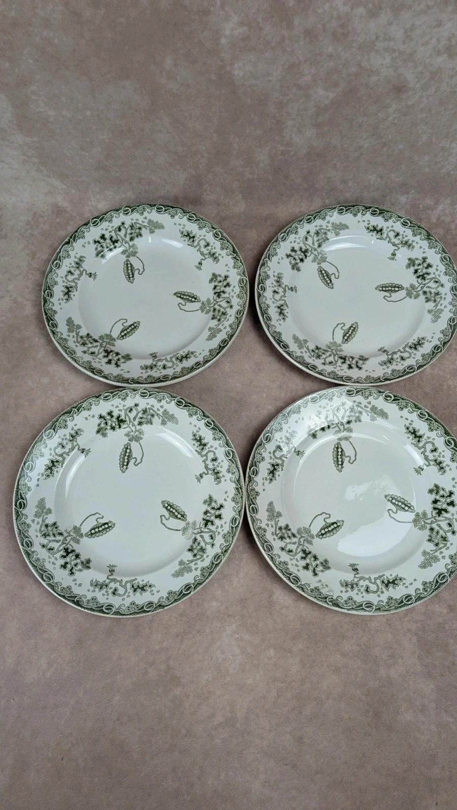 Lot de 4 assiettes plates anciennes Saint-amand – Terre de fer – Modern Style