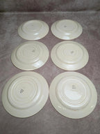 Lot de 6 assiettes terre de fer Hbcm Narcisse décor floral marron