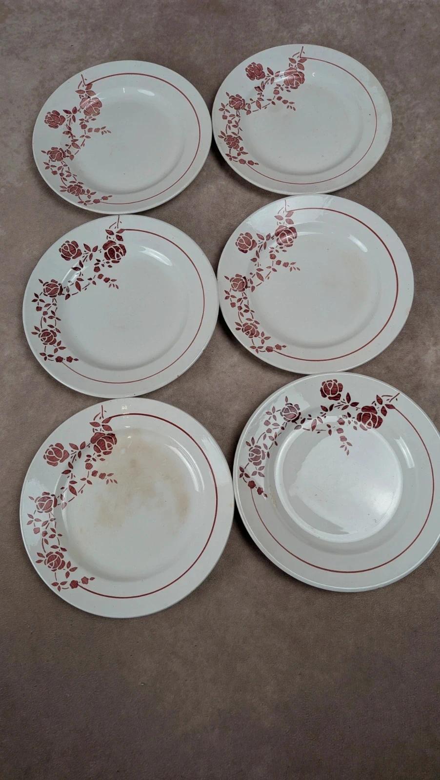 Lot de 6 petites assiettes demi-porcelaine Saint-amand modèle Marcel