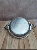 Plat vintage métal argenté aux poignées cygnes