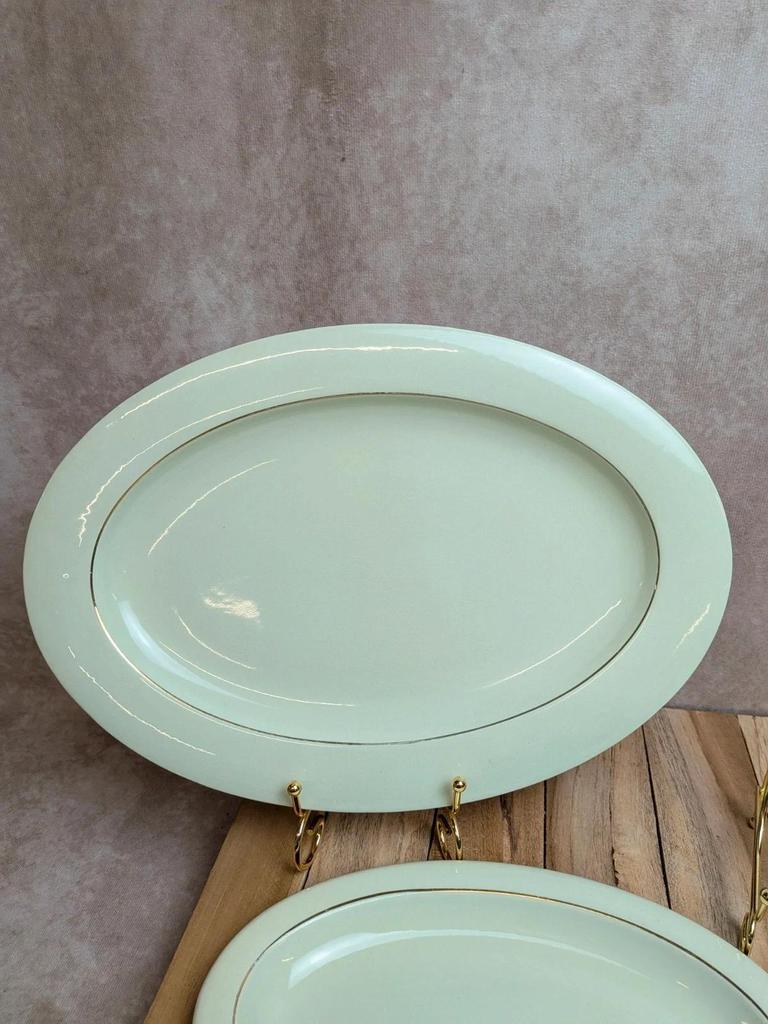 Lot de 3 plats ovales Opaceline Salins liseré doré vintage