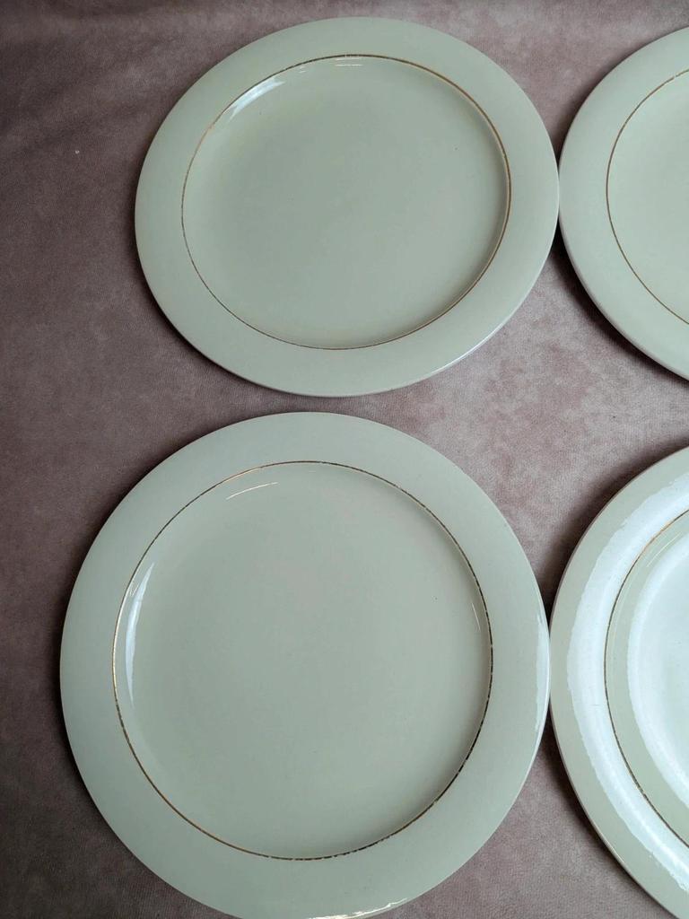Lot de 10 assiettes plates Opaceline Salins liseré doré vintage