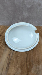 Saucière ancienne anglaise en faïence fine – décor violet – Xixe