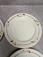 Lot de 6 assiettes terre de fer Hbcm Narcisse décor floral marron