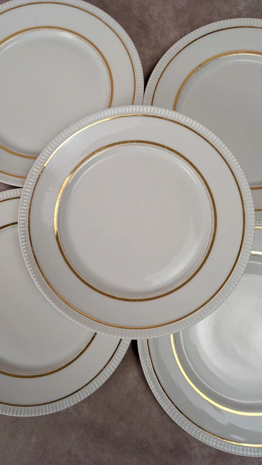 Lot de 6 assiettes à dessert anciennes porcelaine française liseré doré