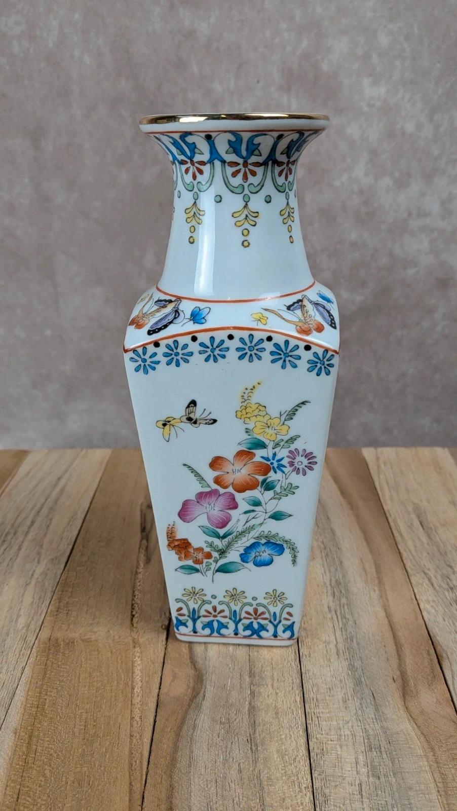 Vase chinois décor floral & oiseaux