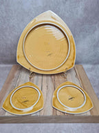 Lot dessous de plat + dessous de bouteilles Sarreguemines jaune graphique vintage 🟡