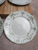 Lot de 4 assiettes plates anciennes Terre de fer Saint-amand Lebacqz & Bouchart – Watteau