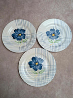 Lot de 3 assiettes à dessert Terre de fer Digoin Sarreguemines Valentin peintes à la main