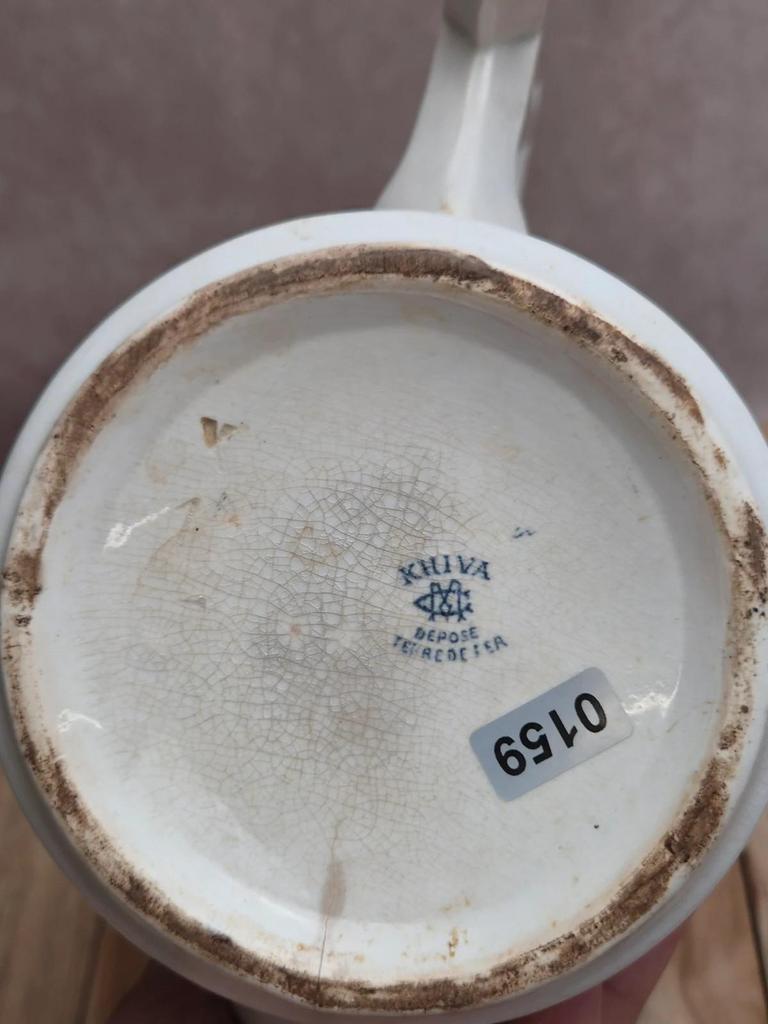 Théière Terre de fer Creil et Montereau Khiva décor bleu Xixe – rare