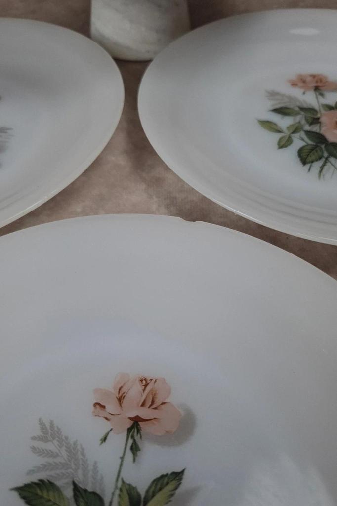 Lot de 4 assiettes vintage Arcopal roses anciennes 🌿🌸