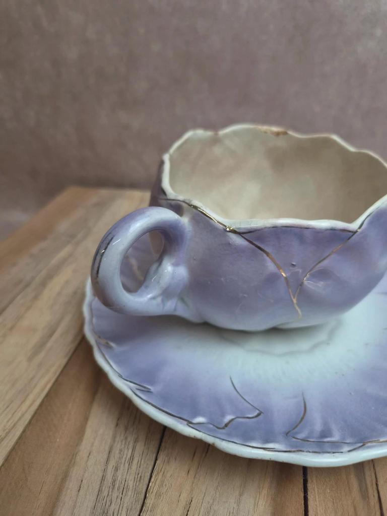 2 grandes tasses à petit déjeuner / chocolat Kg Lunéville avec soucoupes