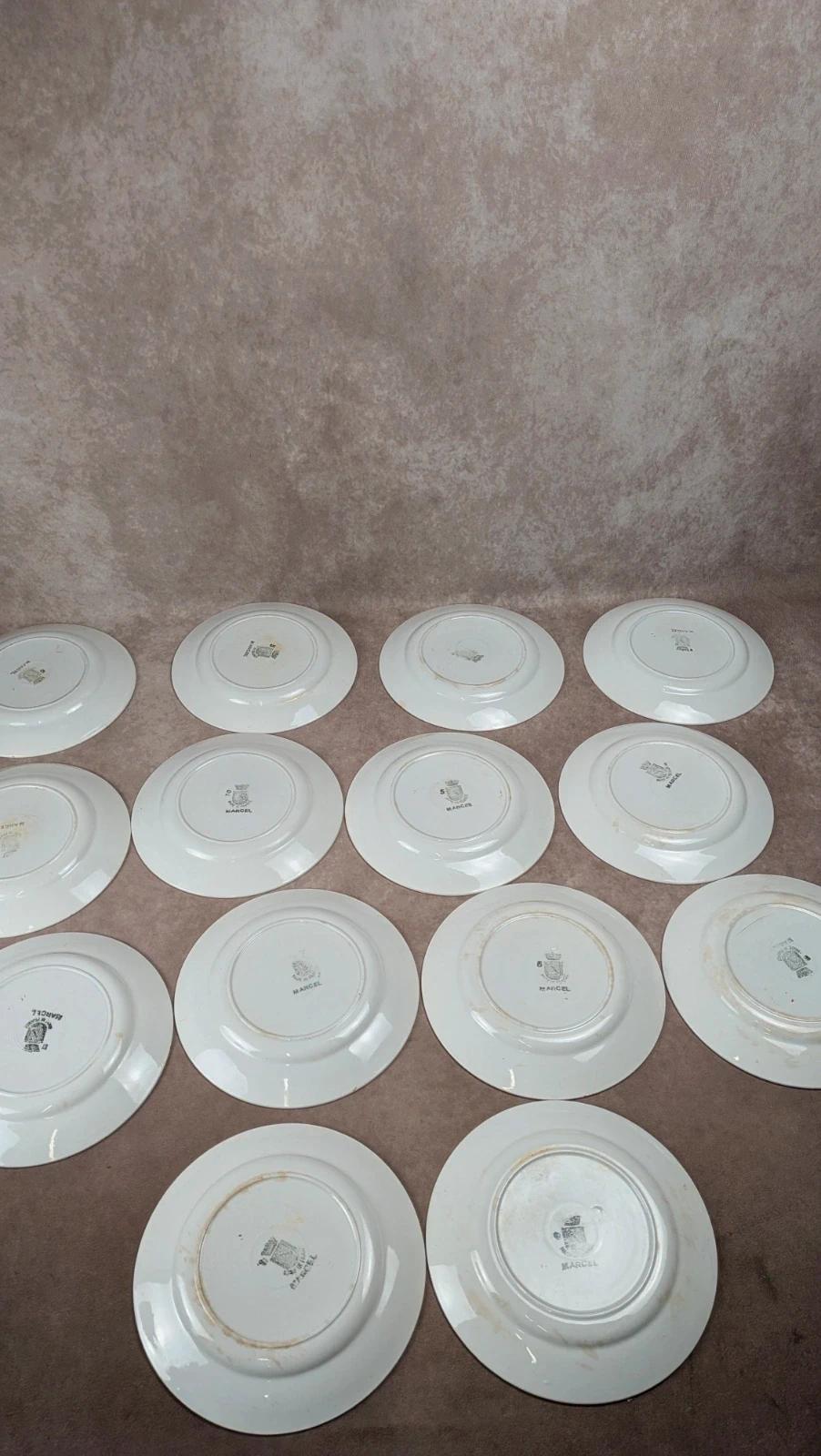 Lot de 14 assiettes plates Saint-amand modèle Marcel