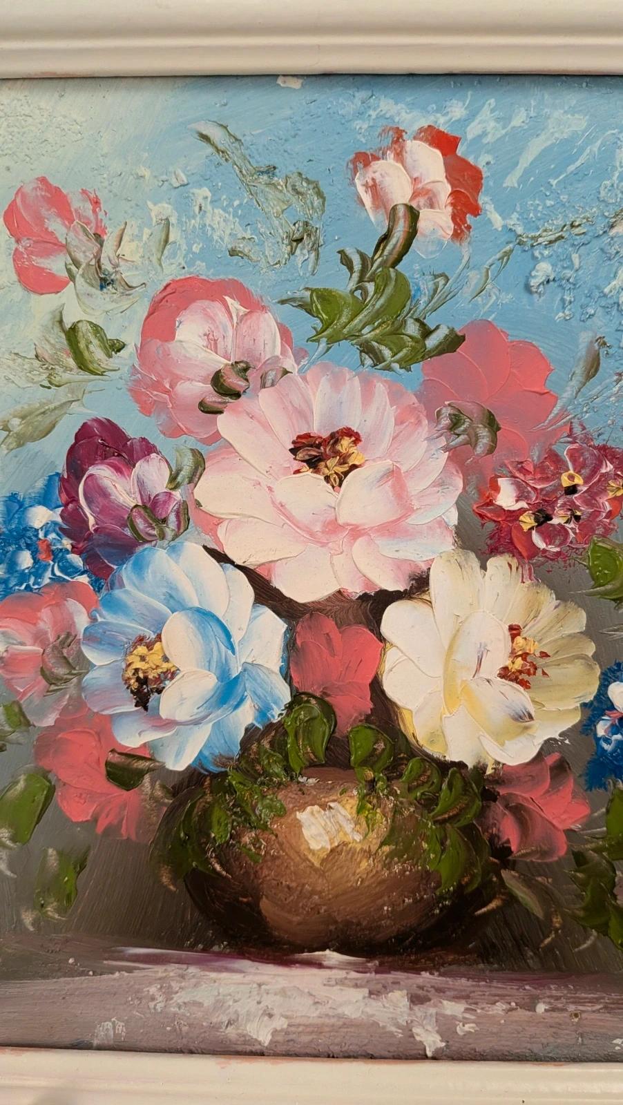Peinture nature morte – Bouquet de fleurs – Tableau peint à la main