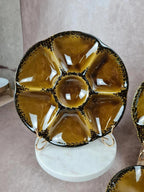 Lot de 8 assiettes à huîtres Gien, magnifique service vintage