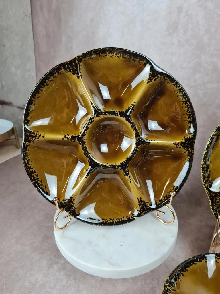 Lot de 8 assiettes à huîtres Gien, magnifique service vintage