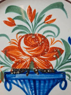 Assiette creuse ancienne en faïence 🌿 décor corbeille de fleurs, style Rouen Desvres