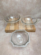 Lot de 3 saladiers Art Déco en verre moulé – décor perlé