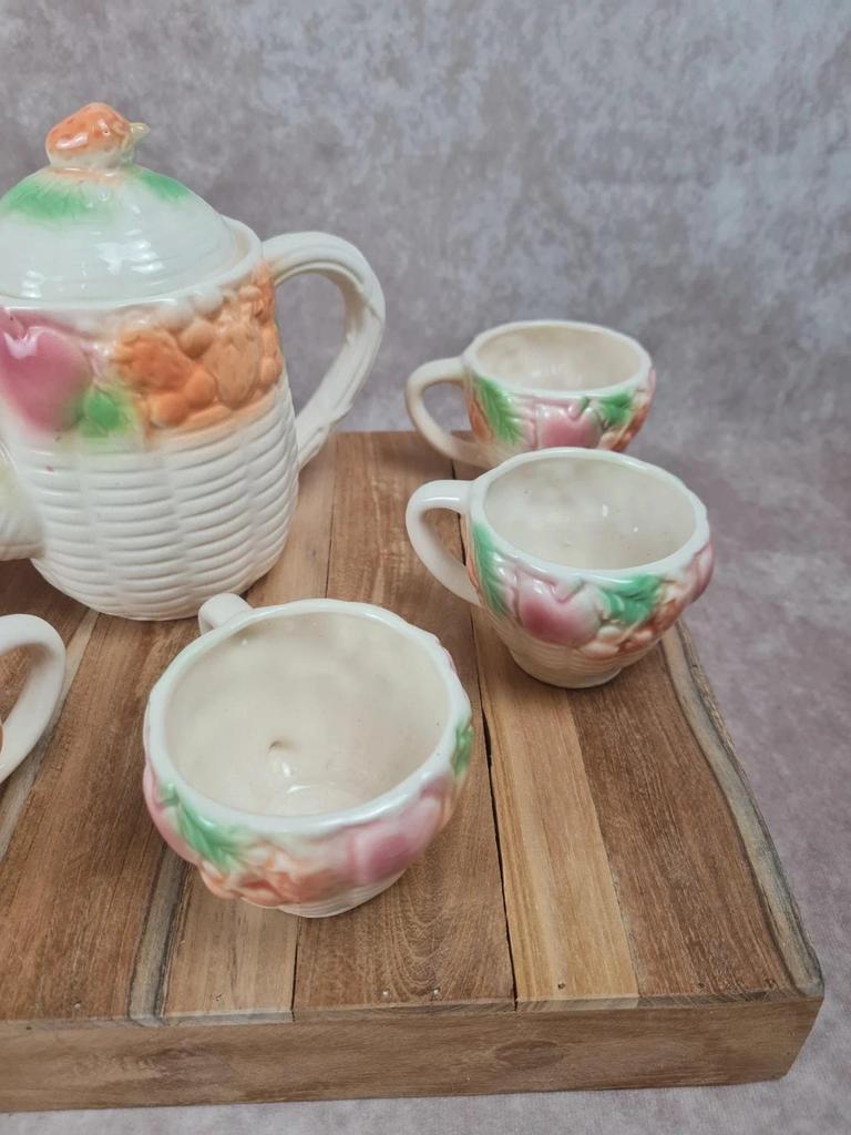 Adorable petit service à thé vintage en faïence colorée 🌸