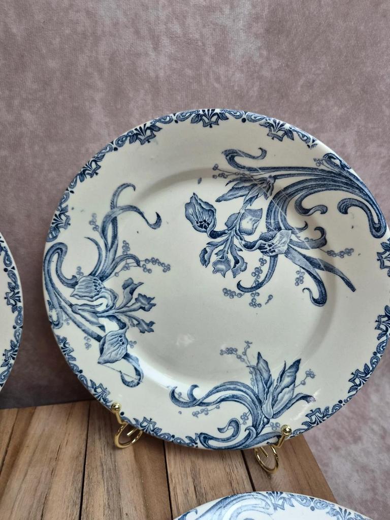 Lot de 6 assiettes terre de fer Clairefontaine – modèle Iris – fin Xixe