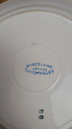 Lot de 2 assiettes plates Badonviller porcelaine opaque