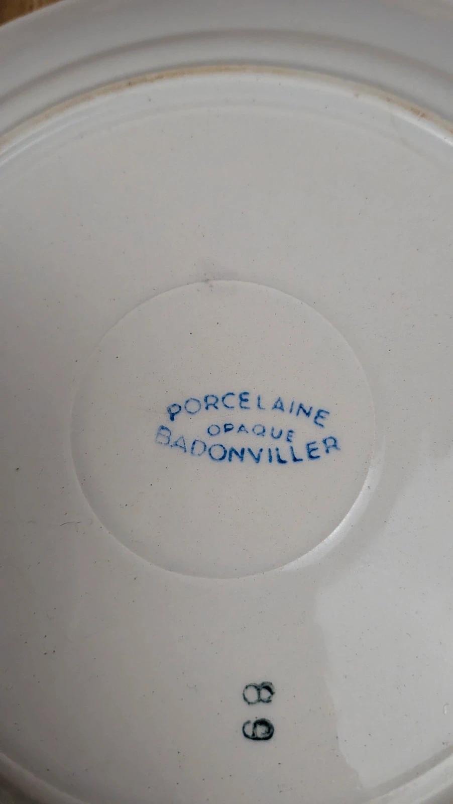 Lot de 2 assiettes plates Badonviller porcelaine opaque