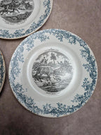 Lot de 3 assiettes parlantes anciennes Automobiles en terre de fer