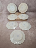Lot de 7 assiettes plates anciennes Creil et Montereau. Service La Vallières, 23 cm