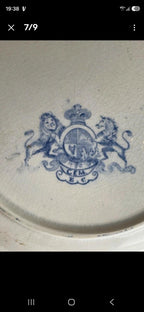 Assiette anglaise ancienne Xixe siècle bleu transferware Cem Clementson Brothers