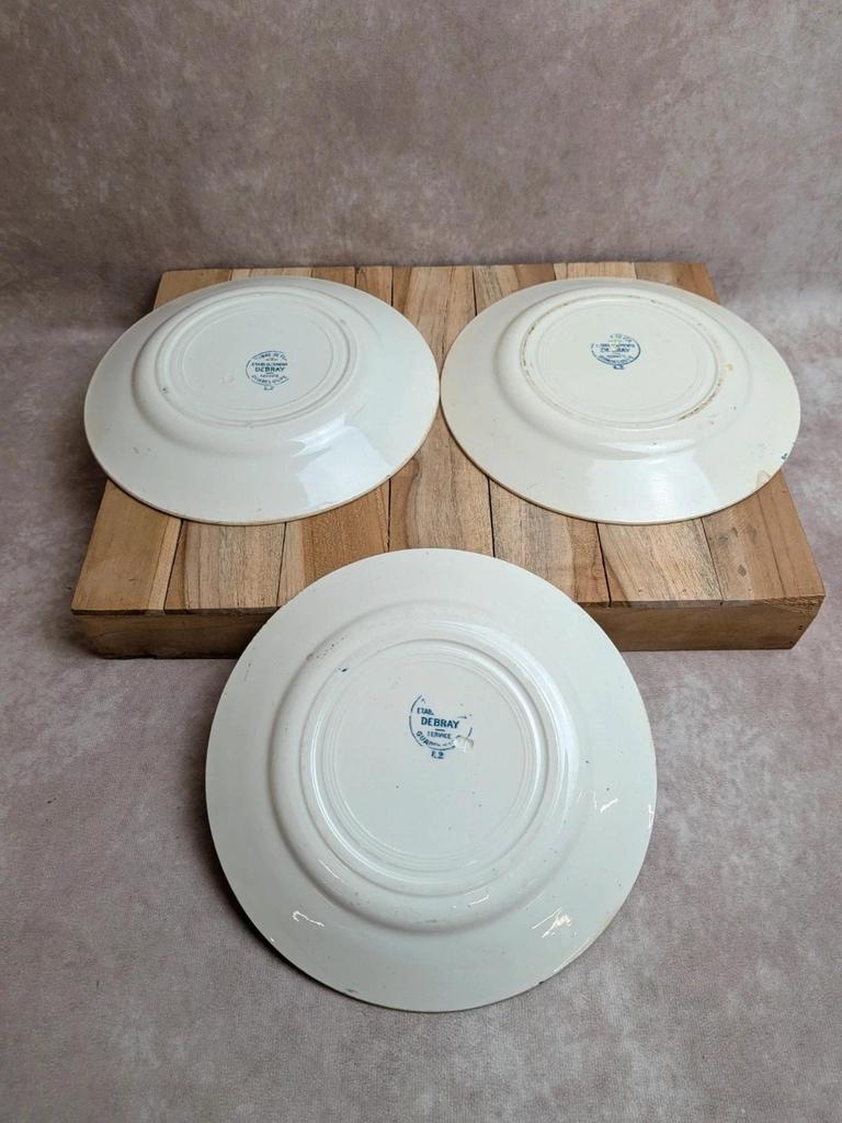 Lot de 3 assiettes plates en terre de fer Debray – Service Guadeloupe