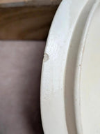 Saucière ancienne en terre de fer Salins – Décor libellule sépia – Avec couvercle