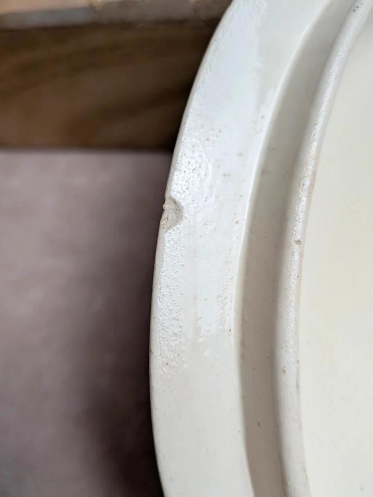 Saucière ancienne en terre de fer Salins – Décor libellule sépia – Avec couvercle