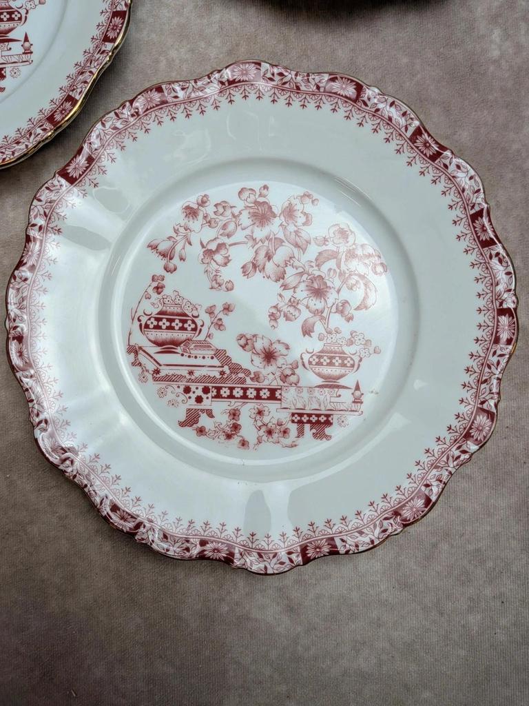 Lot de 6 assiettes Seltmann Weiden Bavaria Theresia rouge