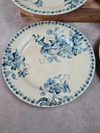 Lot de 6 assiettes plates anciennes – Vieillard & Cie Bordeaux, modèle Clématite 💙 Terre de Fer