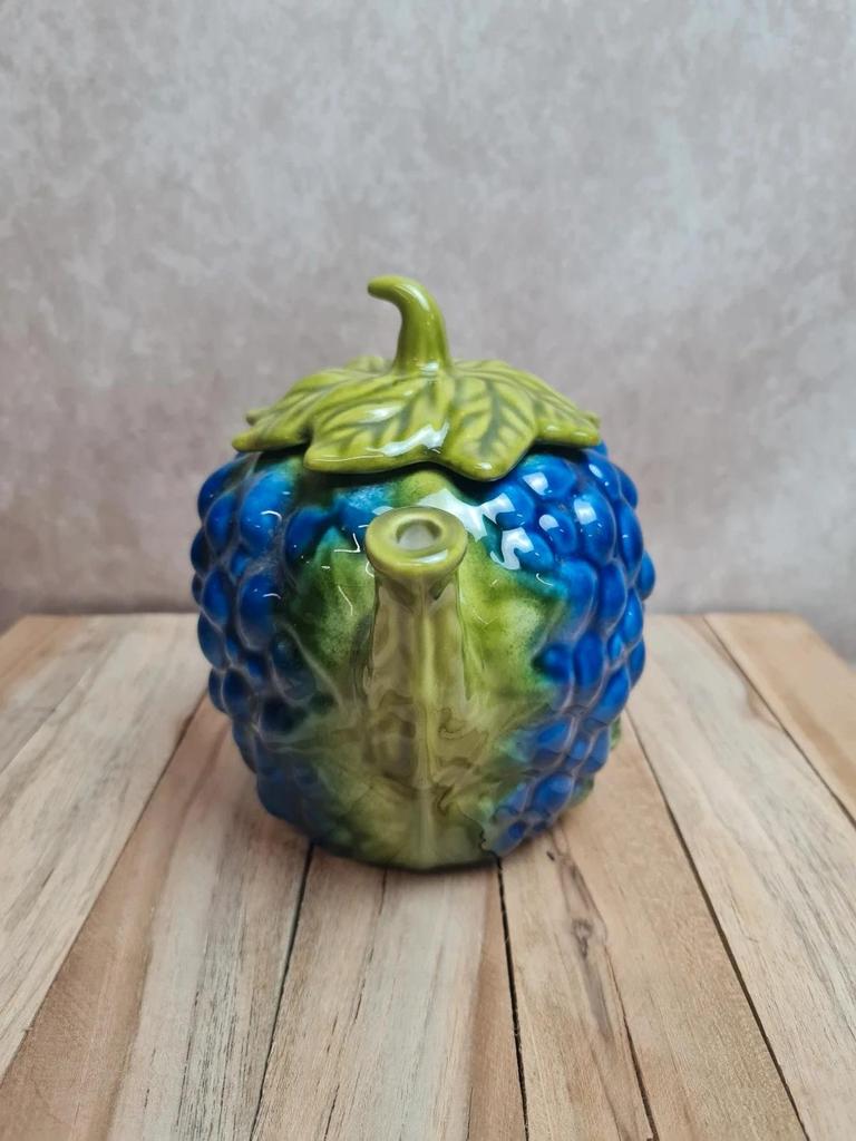 Théière barbotine raisins bleus vintage Italie 🍇